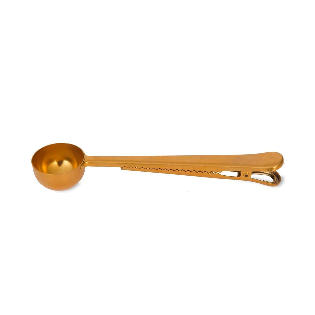 Brass Coffee Scoop and Clip-Kitchen Utensils-Yester Home