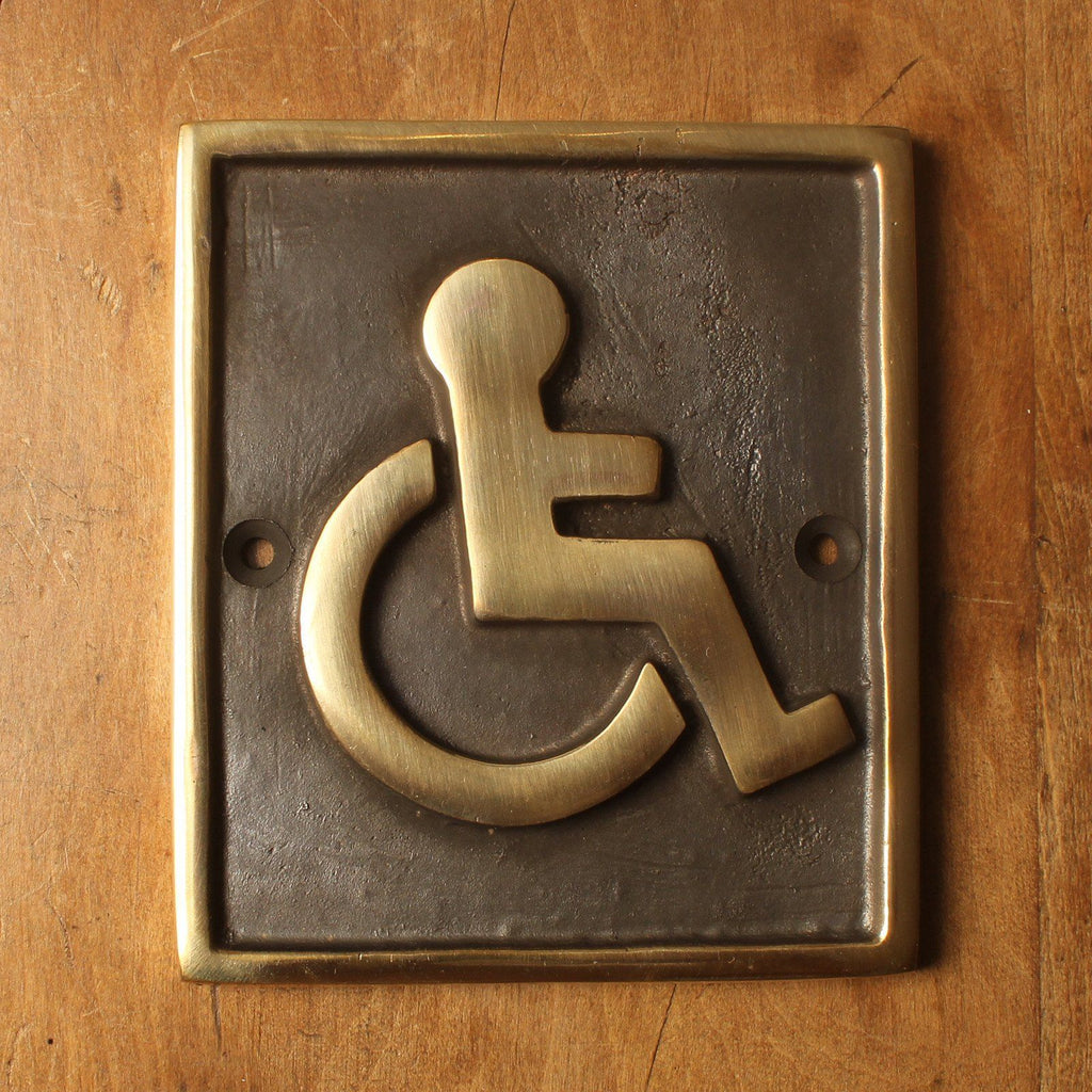 Brass Disabled Sign Rectangular-Toilet Sign-Yester Home