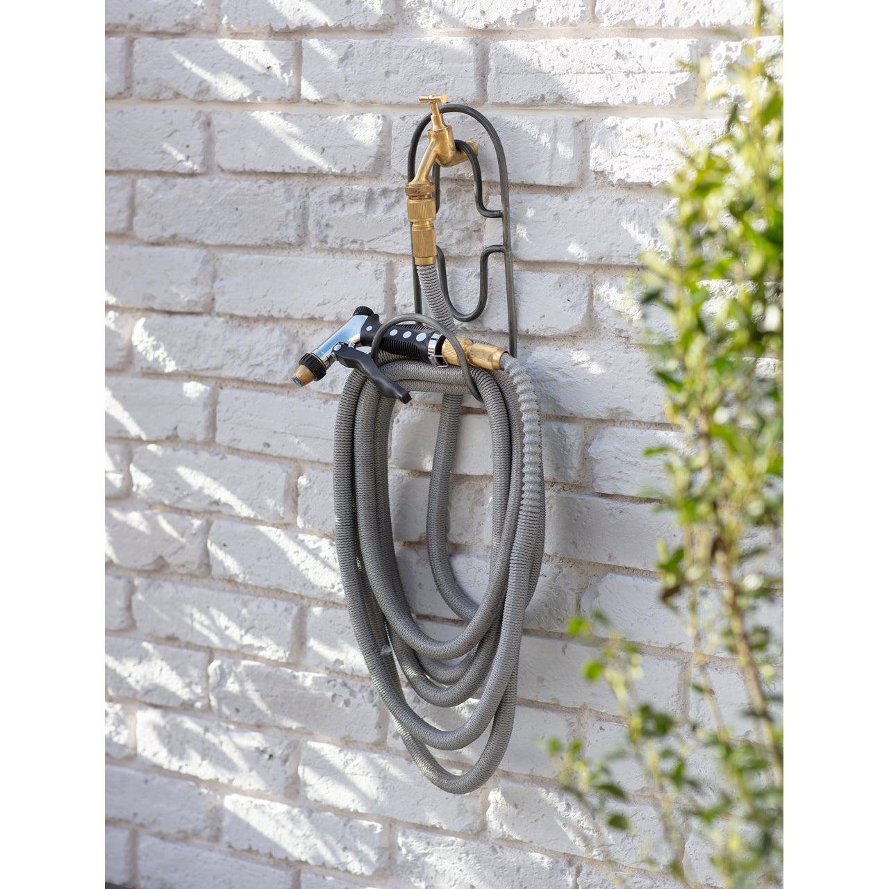Brass & Grey Hose with Adjustable Spray Gun-Garden Hose Storage-Yester Home