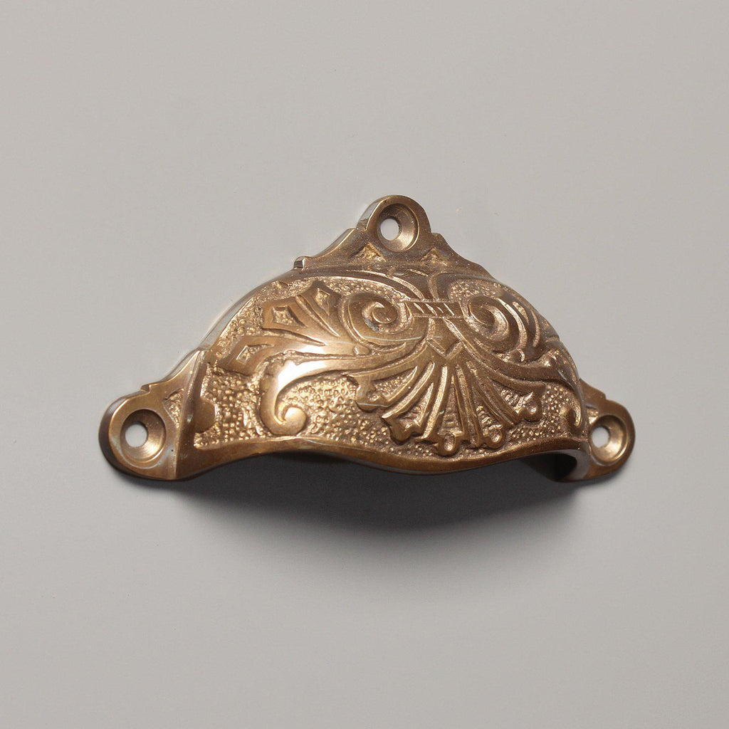 Brass Scroll Cup Pull Handle-Drawer Pulls-Yester Home
