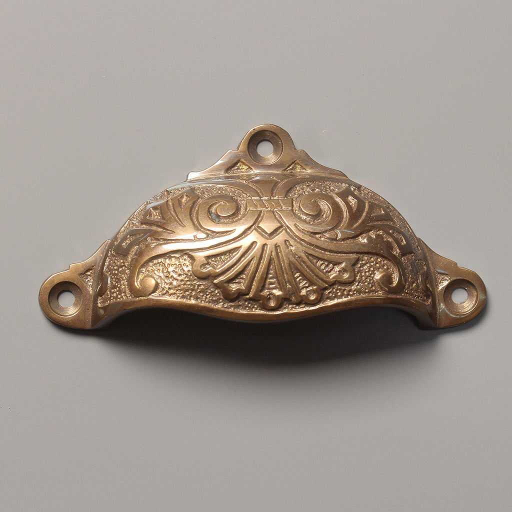 Brass Scroll Cup Pull Handle-Drawer Pulls-Yester Home