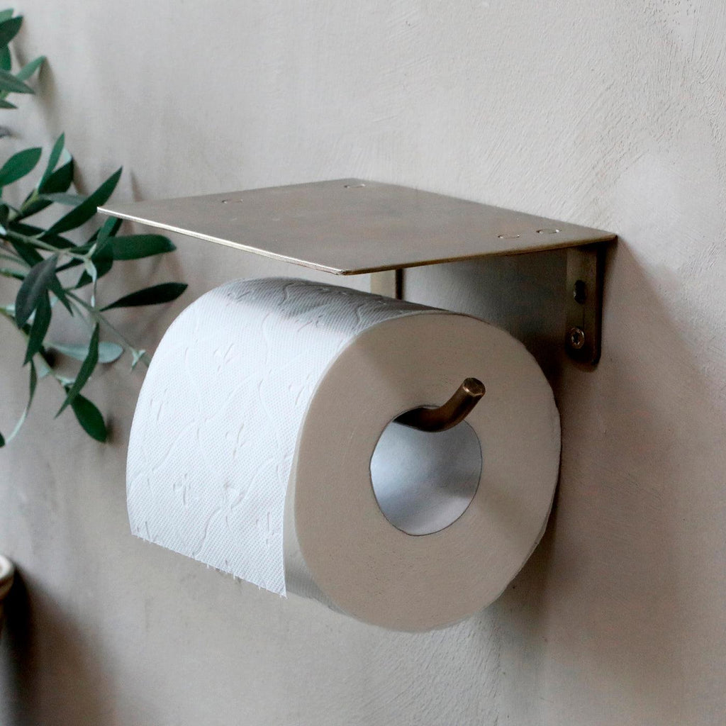 Brass Toilet Paper Holder With Shelf-Toilet Roll Holders-Yester Home
