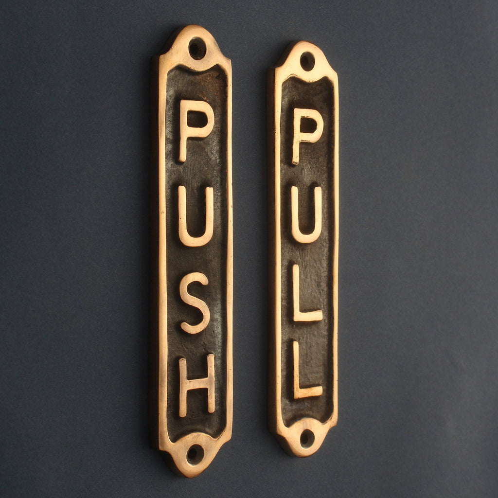 Bronze Push & Pull Door Signs-Informative Signs-Yester Home