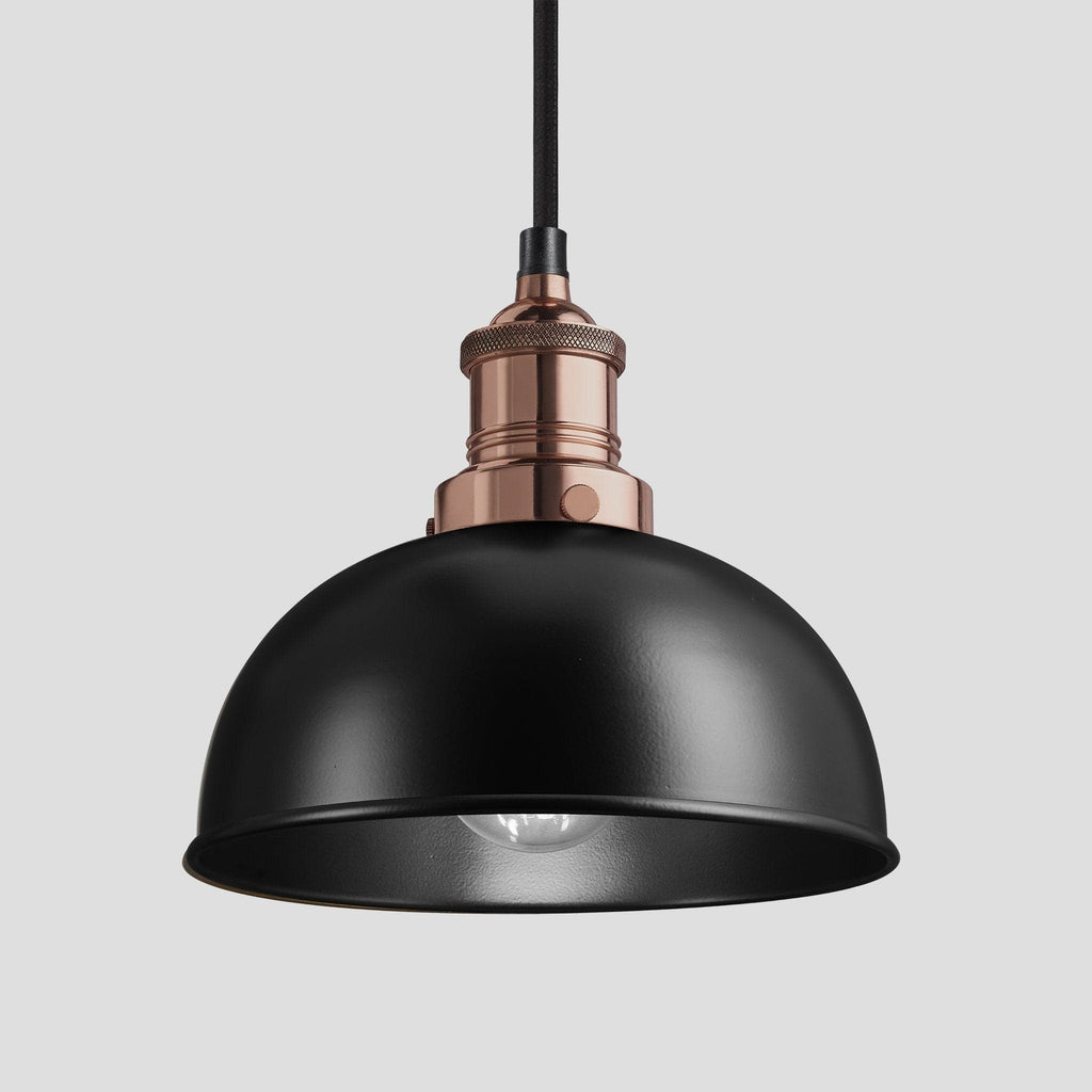 Brooklyn Dome Pendant - 8 Inch - Black-Ceiling Lights-Yester Home