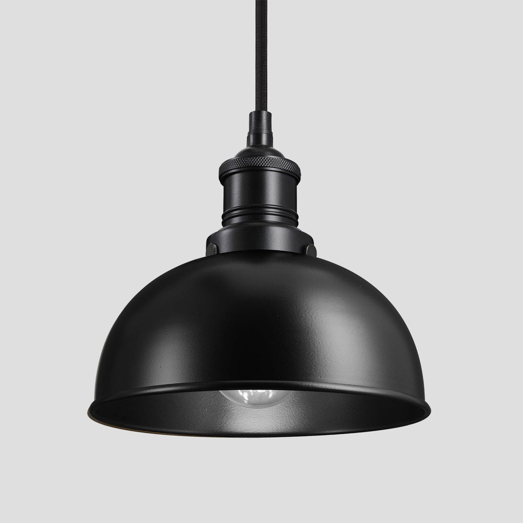 Brooklyn Dome Pendant - 8 Inch - Black-Ceiling Lights-Yester Home