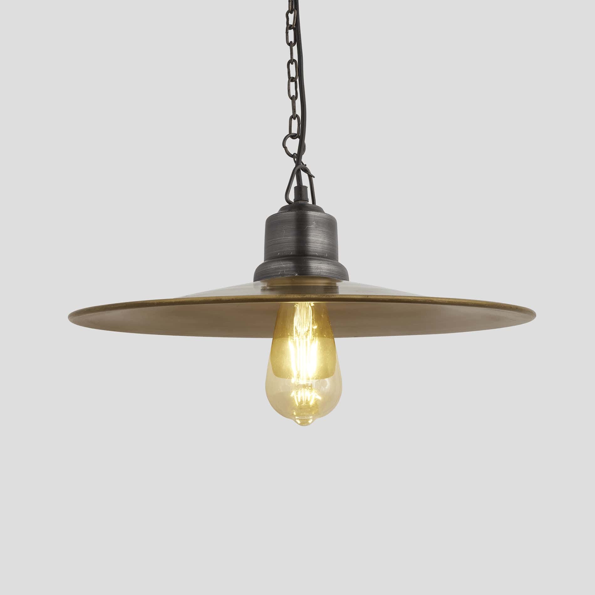 Brooklyn Flat Pendant - 15 Inch - Brass-Ceiling Lights-Yester Home