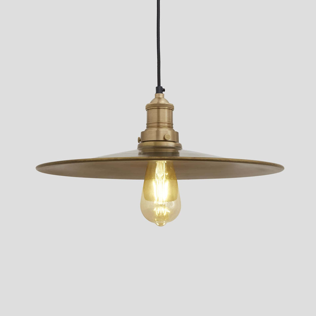 Brooklyn Flat Pendant - 15 Inch - Brass-Ceiling Lights-Yester Home