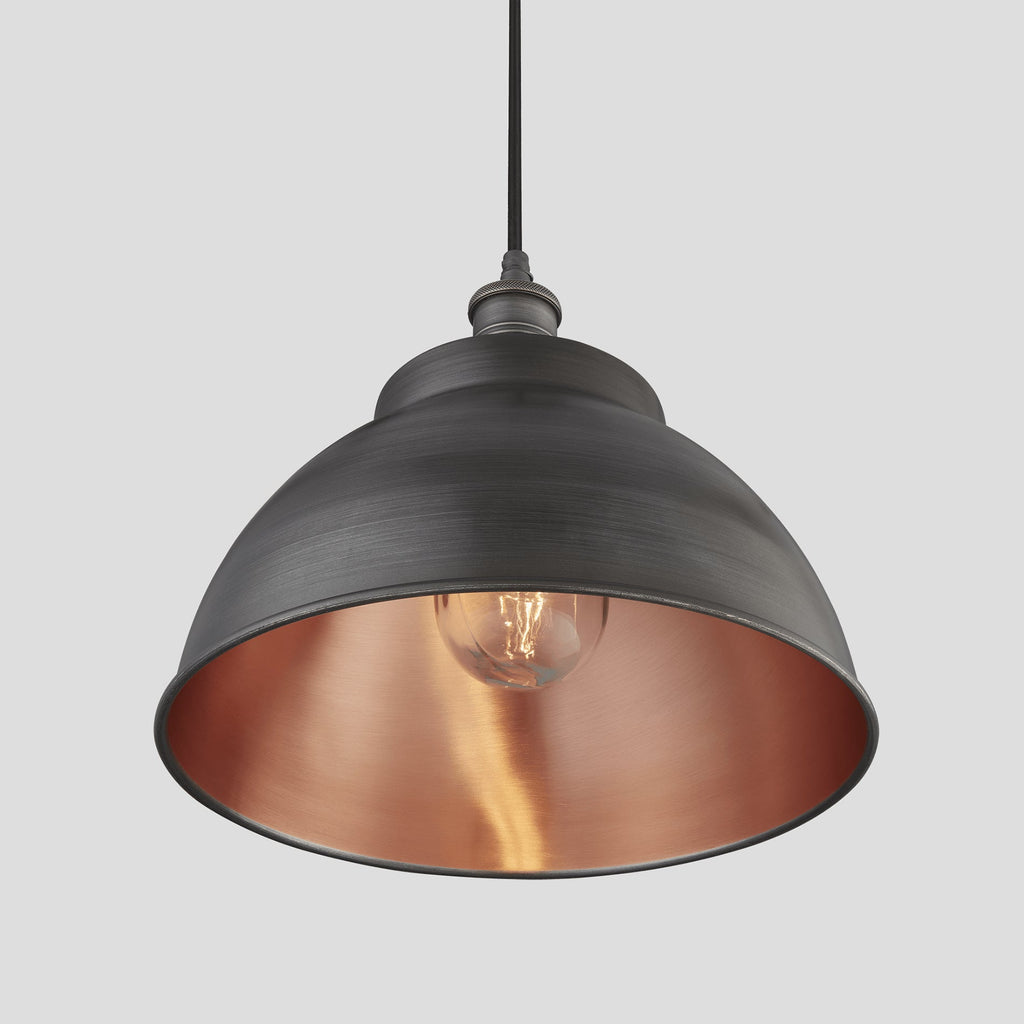 Brooklyn Outdoor & Bathroom Dome Pendant - 13 Inch - Pewter & Copper-Ceiling Lights-Yester Home