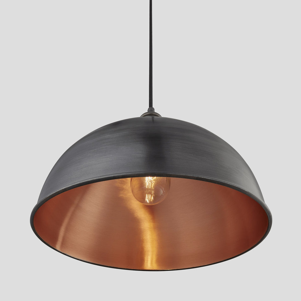 Brooklyn Outdoor & Bathroom Dome Pendant - 18 Inch - Pewter & Copper-Ceiling Lights-Yester Home