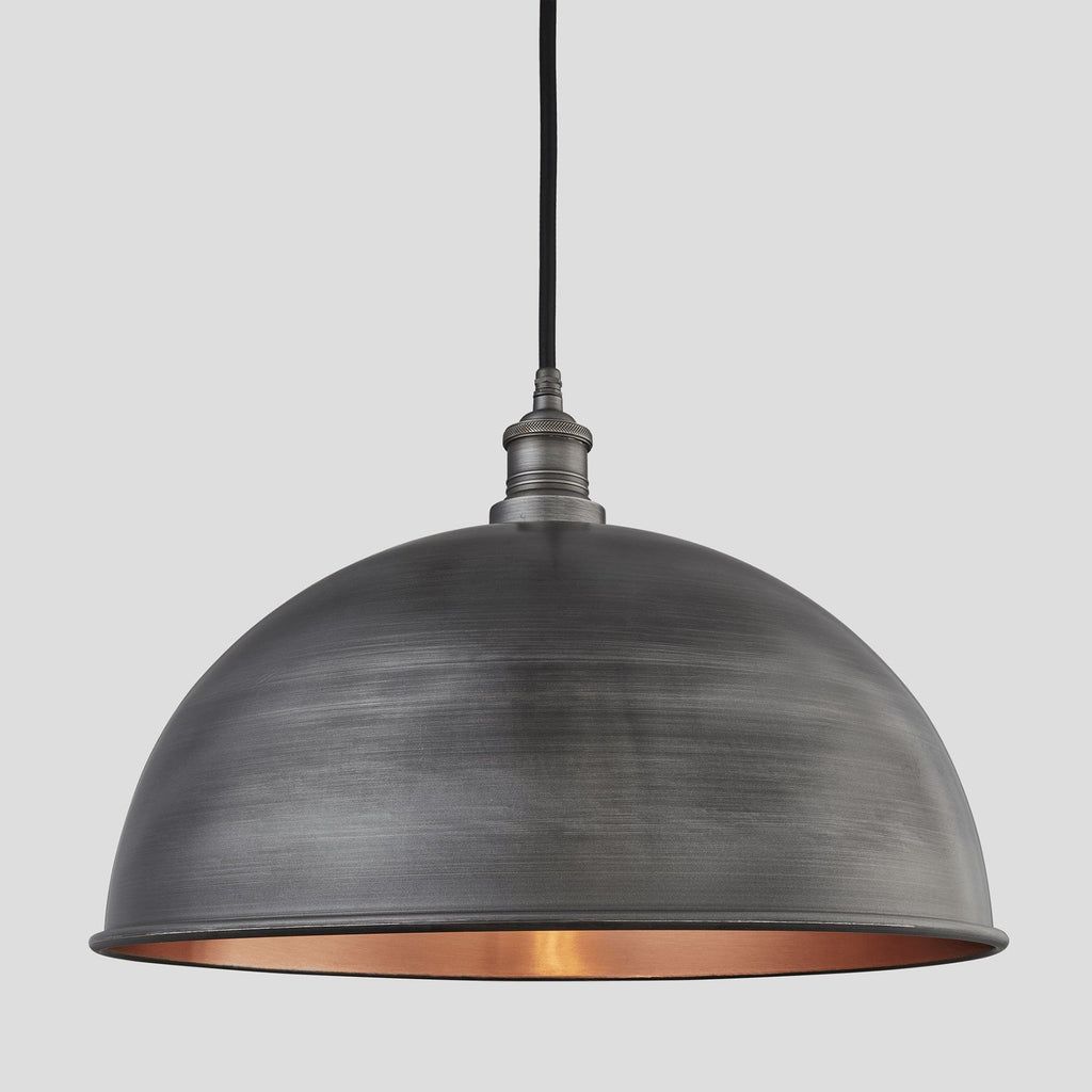 Brooklyn Outdoor & Bathroom Dome Pendant - 18 Inch - Pewter & Copper-Ceiling Lights-Yester Home