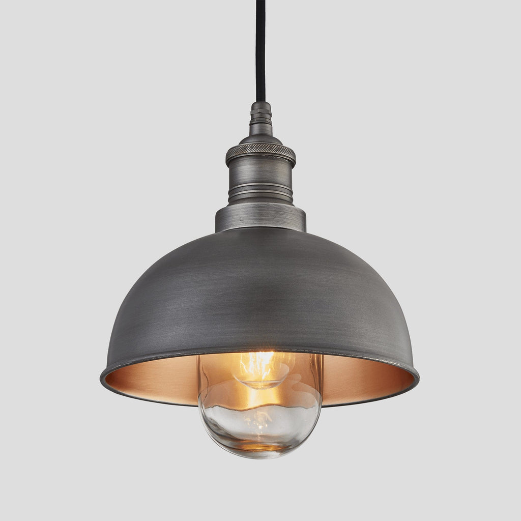 Brooklyn Outdoor & Bathroom Dome Pendant - 8 Inch - Pewter & Copper-Ceiling Lights-Yester Home