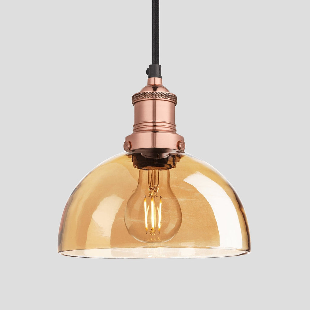 Brooklyn Tinted Glass Dome Pendant - 8 Inch - Amber-Ceiling Lights-Yester Home