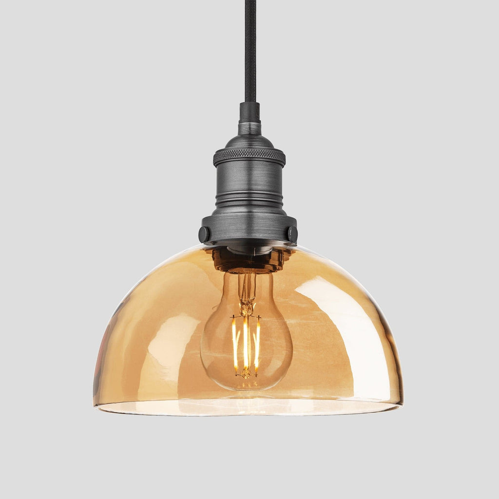 Brooklyn Tinted Glass Dome Pendant - 8 Inch - Amber-Ceiling Lights-Yester Home