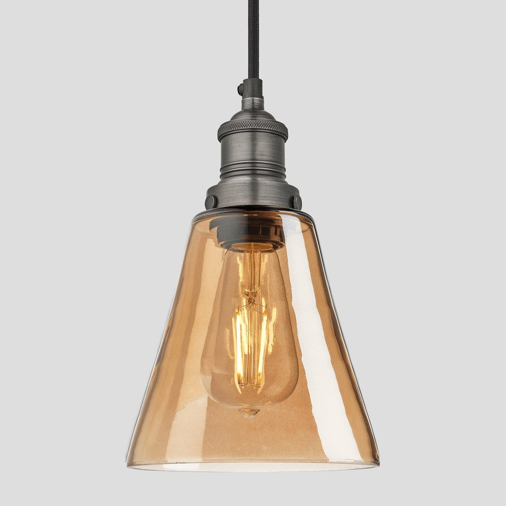 Brooklyn Tinted Glass Flask Pendant - 6 Inch - Amber-Ceiling Lights-Yester Home