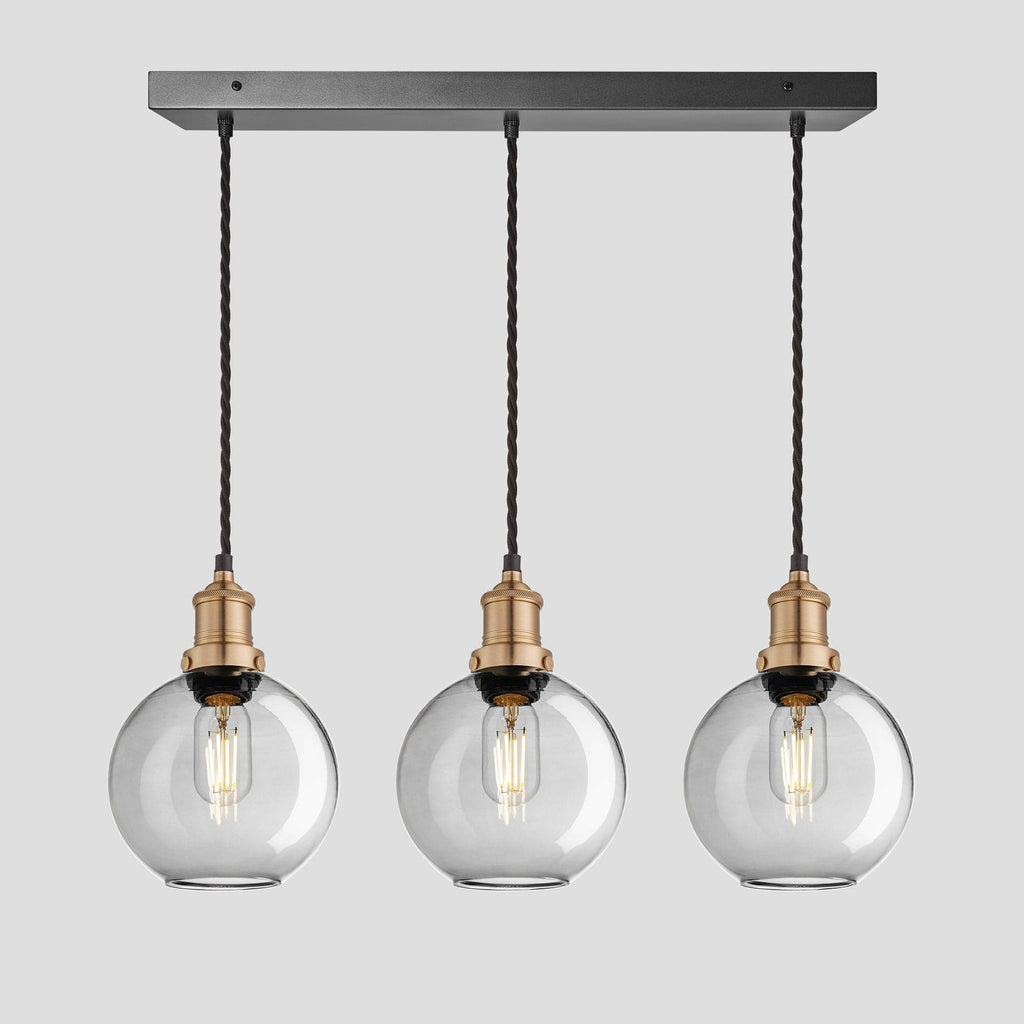 Brooklyn Tinted Glass Globe 3 Wire Cluster Lights - 7 inch - Smoke Grey-Ceiling Lights-Yester Home