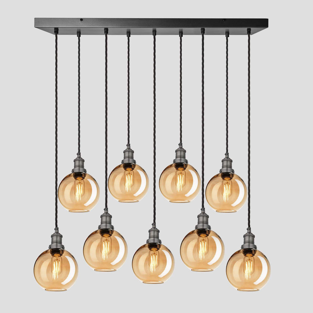 Brooklyn Tinted Glass Globe 9 Wire Cluster Lights - 7 inch - Amber-Ceiling Lights-Yester Home