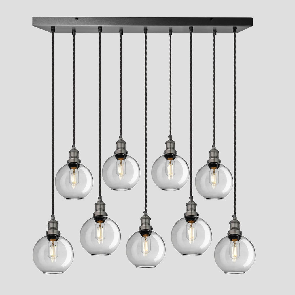 Brooklyn Tinted Glass Globe 9 Wire Cluster Lights - 7 inch - Smoke Grey-Ceiling Lights-Yester Home