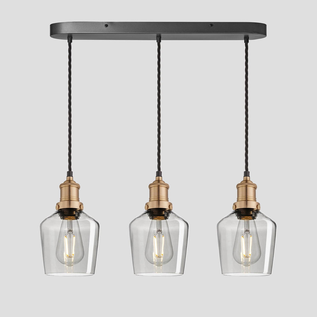Brooklyn Tinted Glass Schoolhouse 3 Wire Cluster Lights - 5.5 inch - Smoke Grey-Ceiling Lights-Yester Home