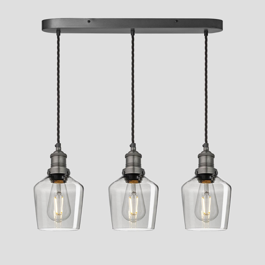 Brooklyn Tinted Glass Schoolhouse 3 Wire Cluster Lights - 5.5 inch - Smoke Grey-Ceiling Lights-Yester Home