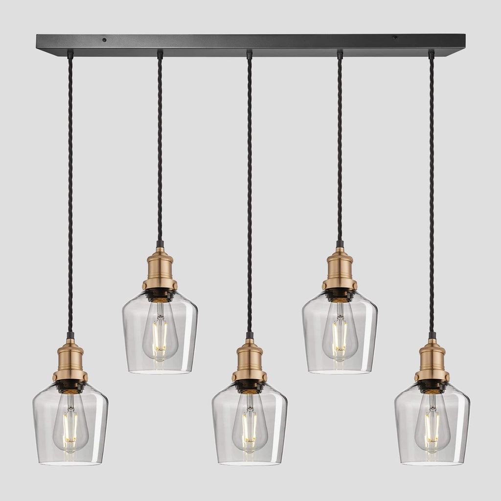 Brooklyn Tinted Glass Schoolhouse 5 Wire Cluster Lights - 5.5 inch - Smoke Grey-Ceiling Lights-Yester Home