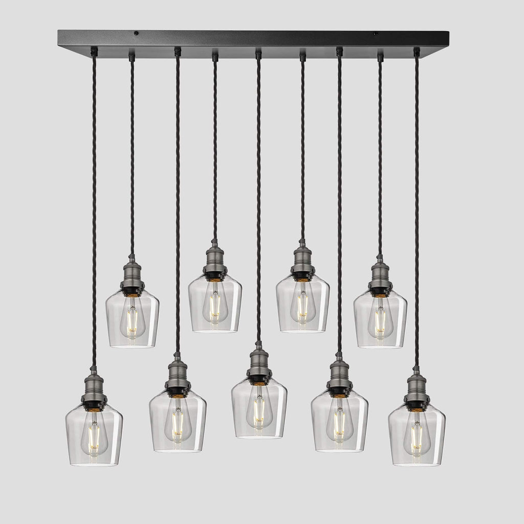 Brooklyn Tinted Glass Schoolhouse 9 Wire Cluster Lights - 5.5 inch - Smoke Grey-Ceiling Lights-Yester Home