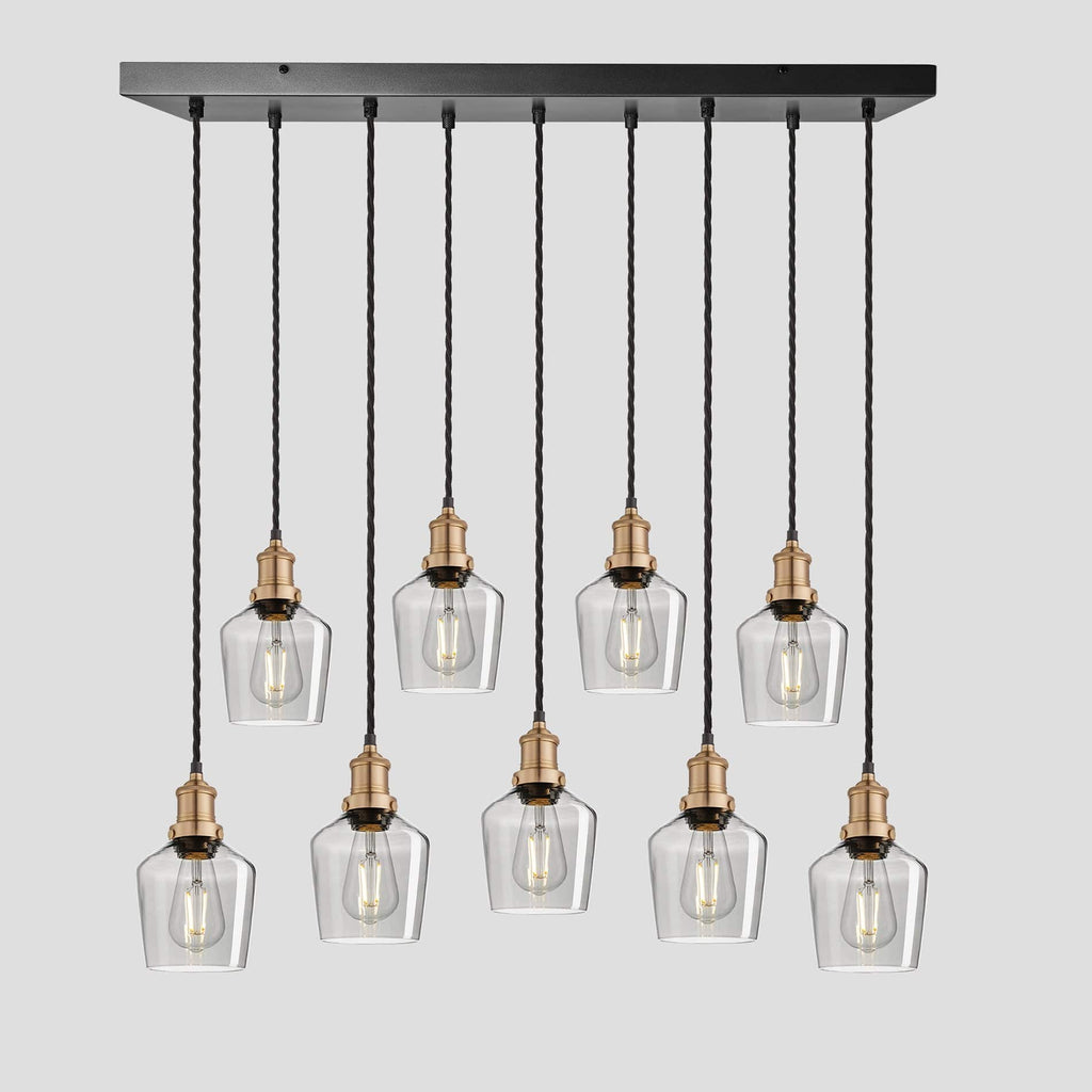Brooklyn Tinted Glass Schoolhouse 9 Wire Cluster Lights - 5.5 inch - Smoke Grey-Ceiling Lights-Yester Home
