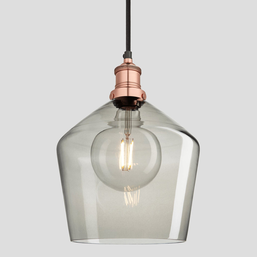 Brooklyn Tinted Glass Schoolhouse Pendant - 10 Inch - Smoke Grey-Ceiling Lights-Yester Home