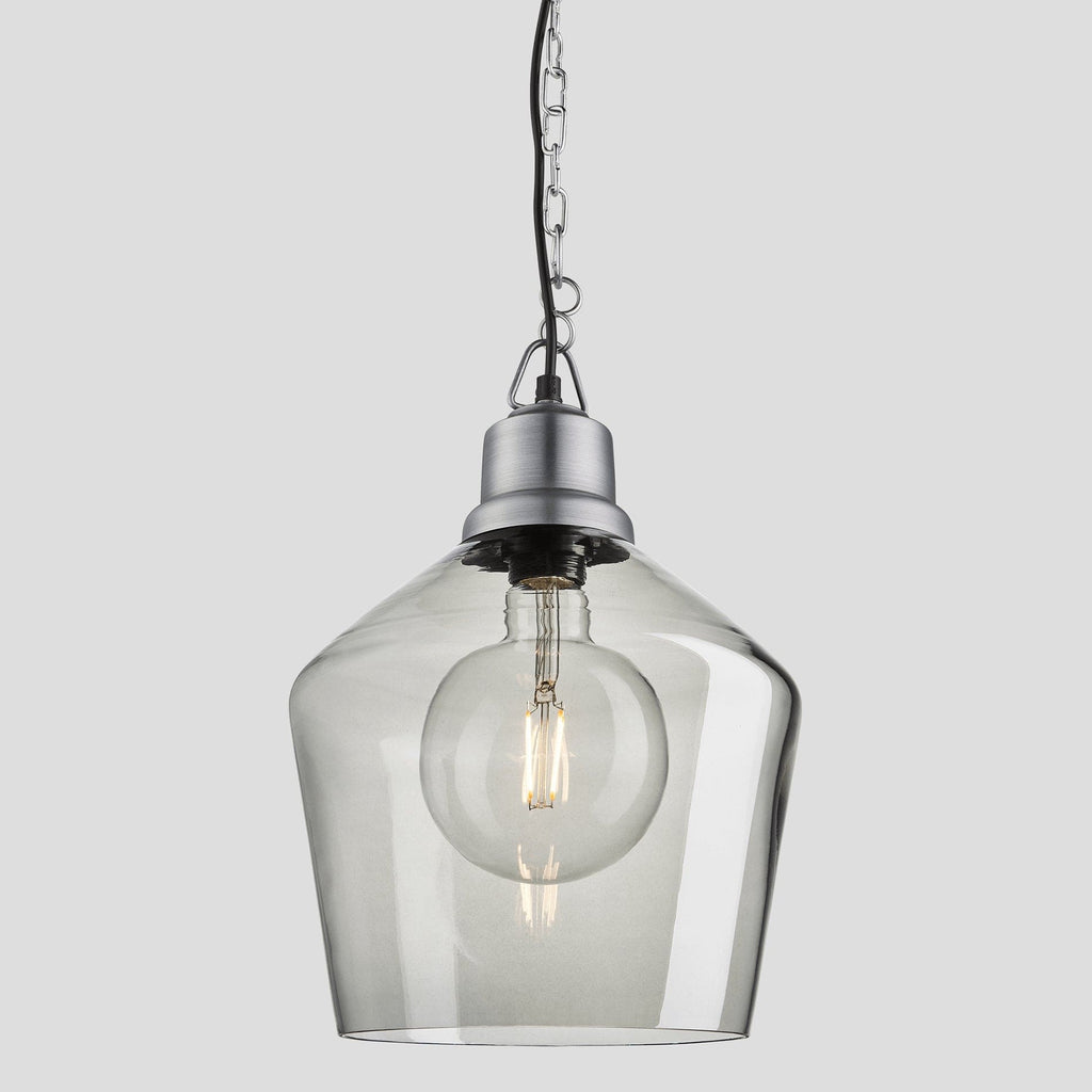 Brooklyn Tinted Glass Schoolhouse Pendant - 10 Inch - Smoke Grey-Ceiling Lights-Yester Home