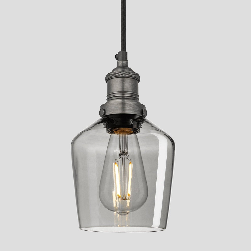Brooklyn Tinted Glass Schoolhouse Pendant - 5.5 Inch - Smoke Grey-Ceiling Lights-Yester Home