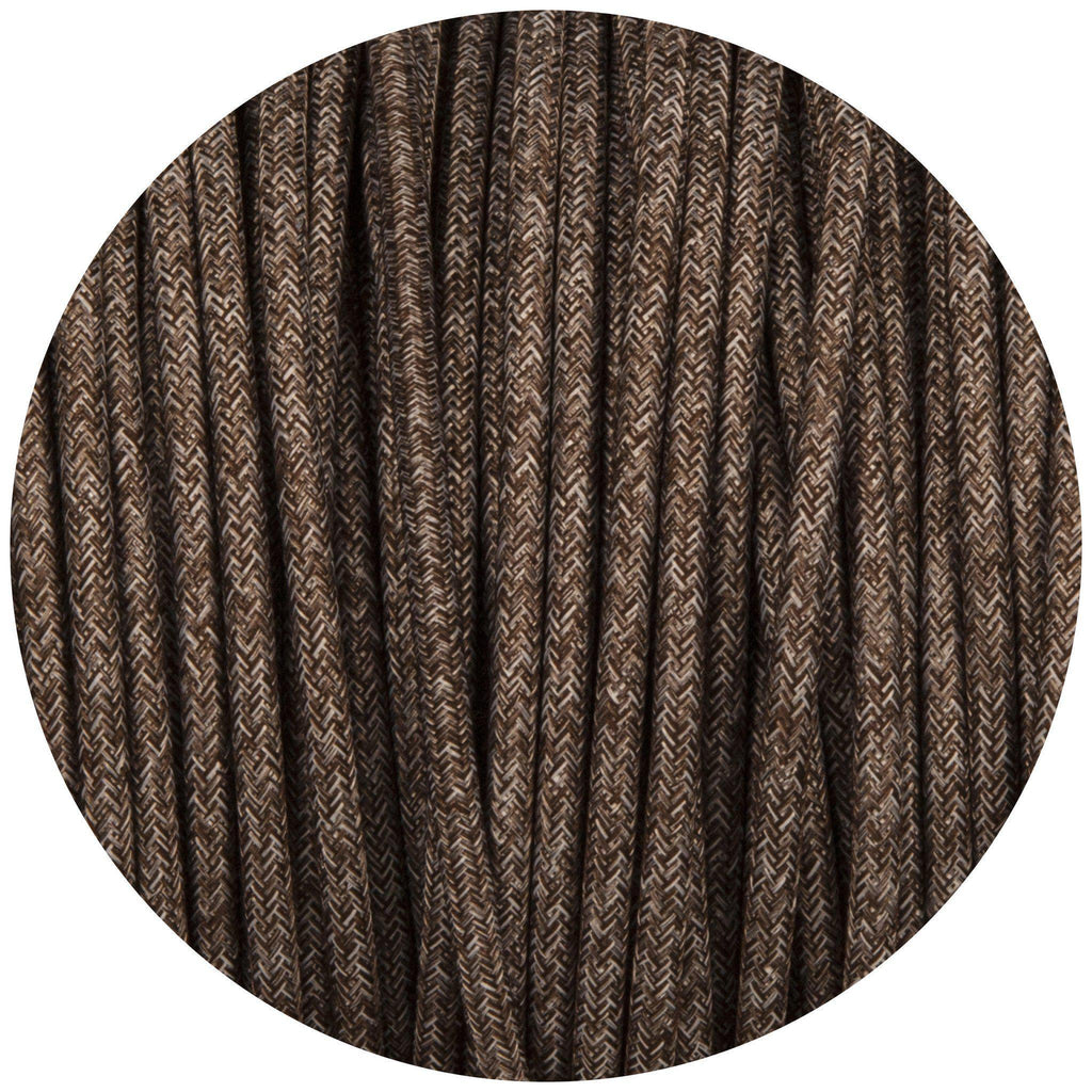 Brown Canvas Round Fabric Braided Cable-Fabric Cable-Yester Home