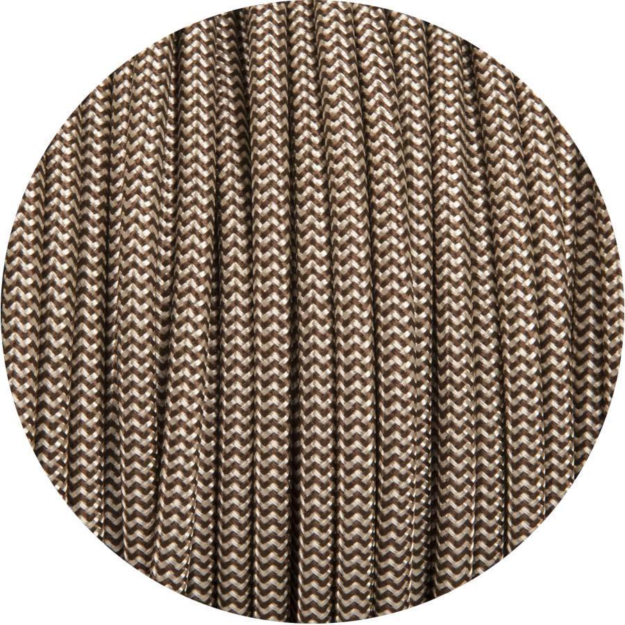 Brown & Cream Round Fabric Cable-Fabric Cable-Yester Home