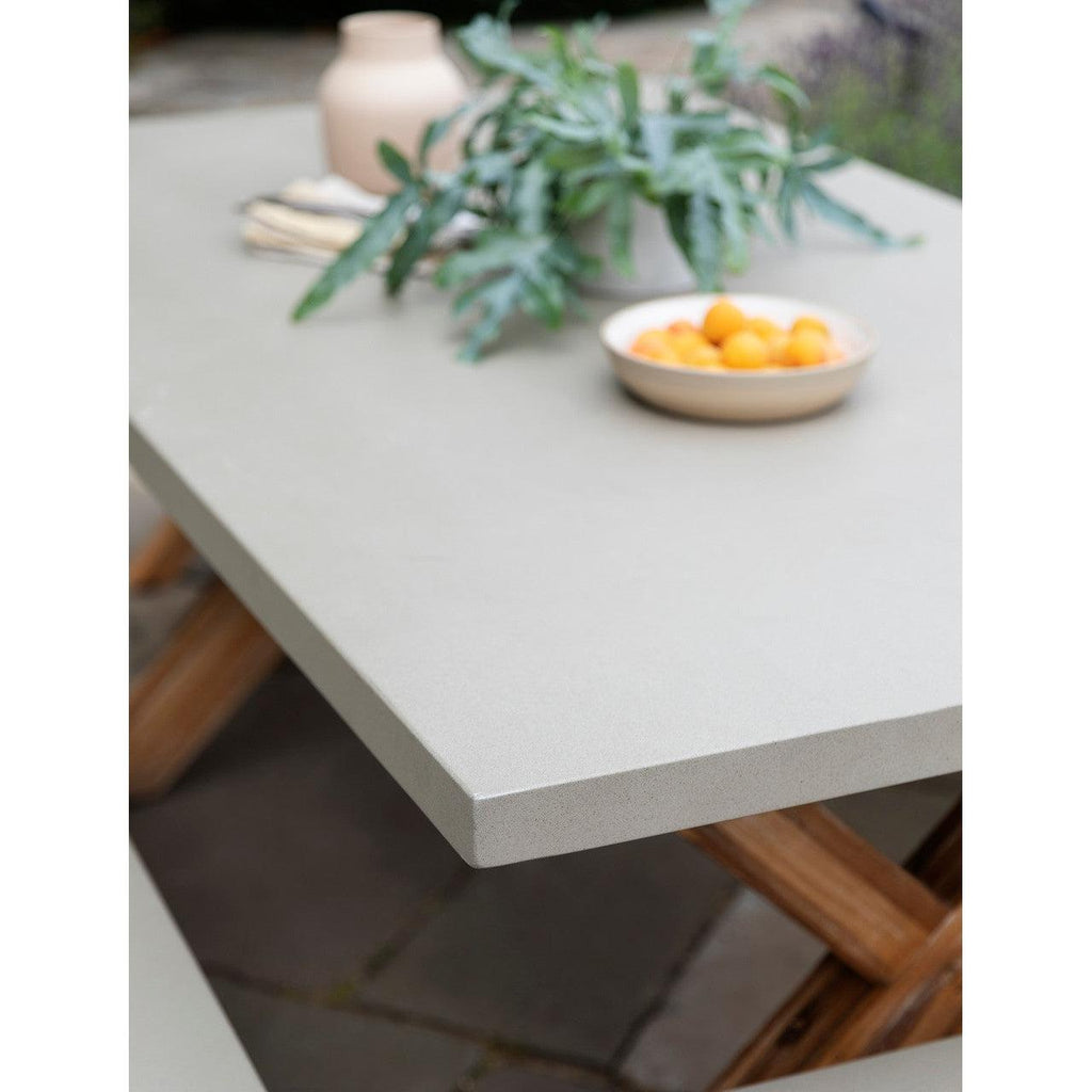 Burford Table and Bench Set, Small in Natural - Polystone-Outdoor Dining Tables & Sets-Yester Home