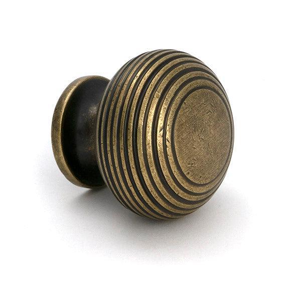 Burnished Brass Beehive Cabinet Knob 40mm - Cabinet Knobs - From The Anvil - Yester Home