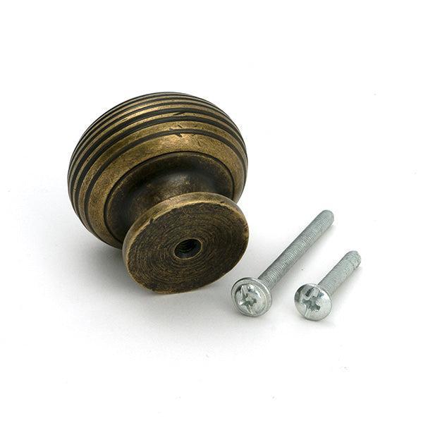 Burnished Brass Beehive Cabinet Knob 40mm - Cabinet Knobs - From The Anvil - Yester Home