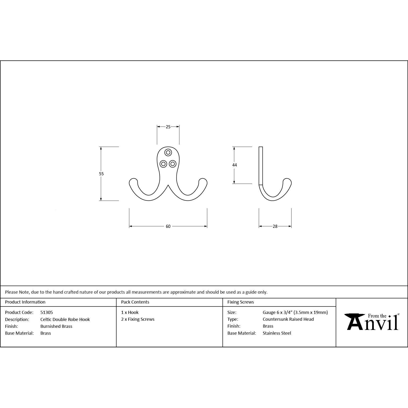 Burnished Brass Celtic Double Robe Hook - Coat Hooks - From The Anvil - Yester Home