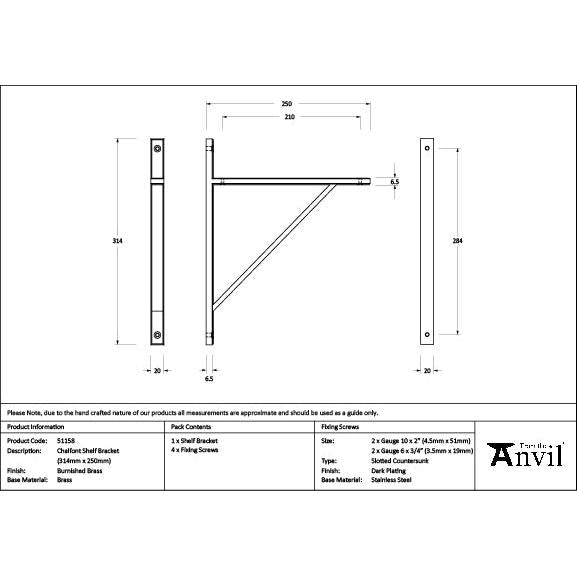 Burnished Brass Chalfont Shelf Bracket (314mm x 250mm) - Shelf Brackets - From The Anvil - Yester Home