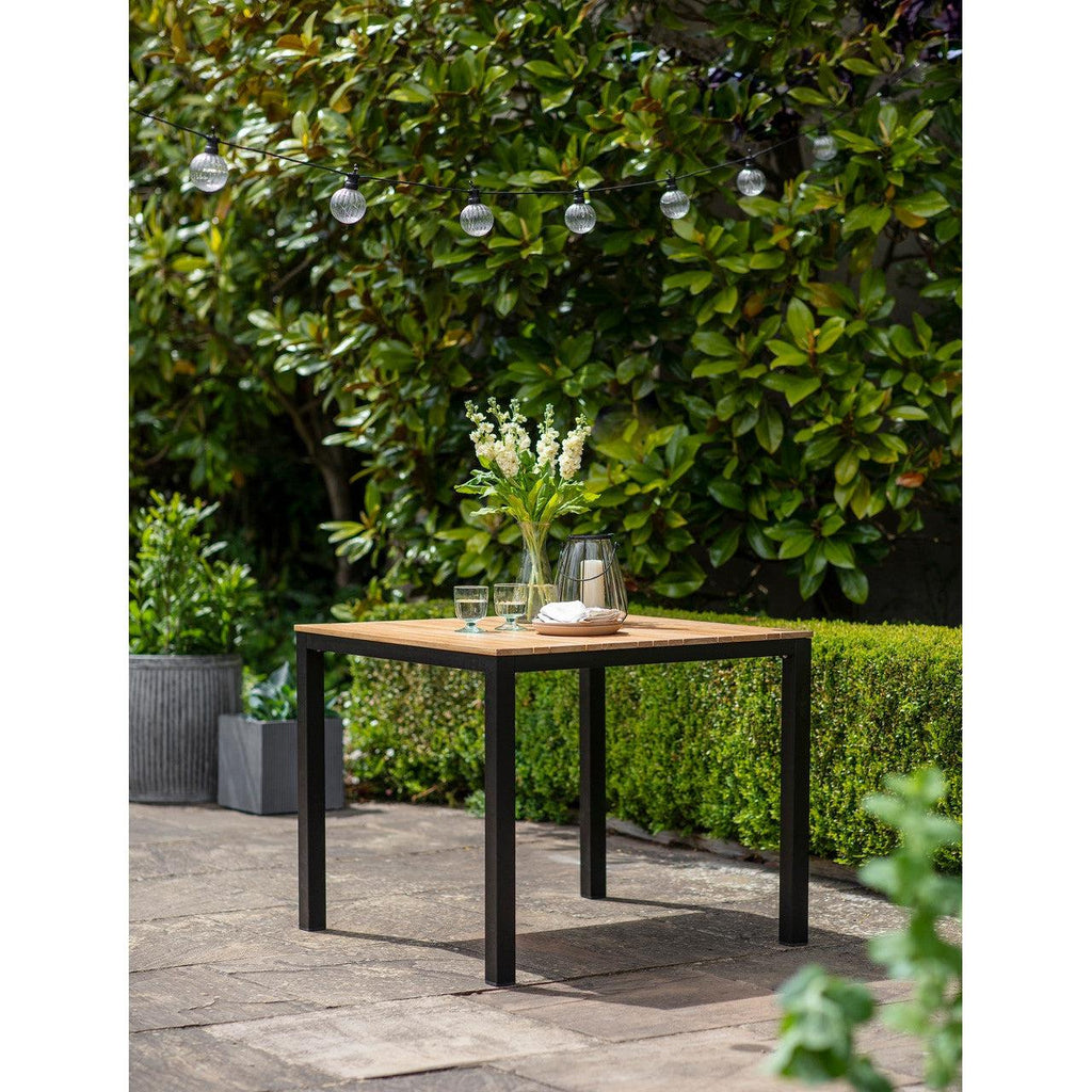Cambridge Table, Small in Black - Aluminium & Teak-Outdoor Dining Tables & Sets-Yester Home