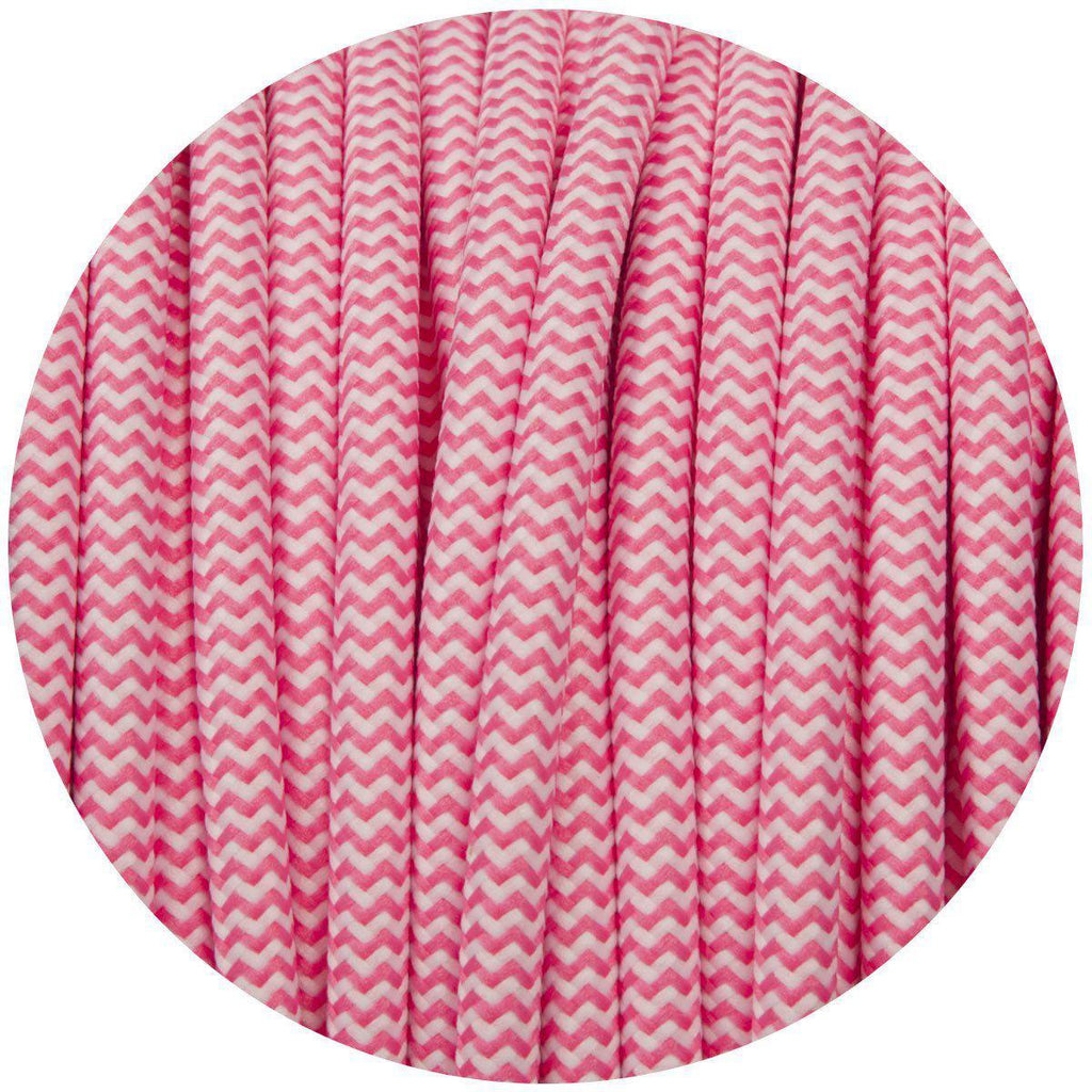 Candy Pink & White Round Fabric Cable-Fabric Cable-Yester Home