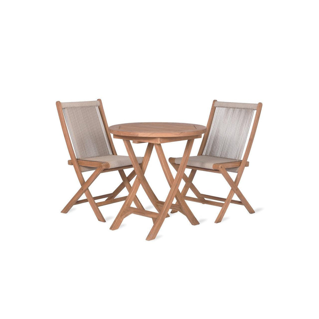 Carrick Table and Chairs Set - Teak and Poly Rope-Outdoor Dining Tables & Sets-Yester Home