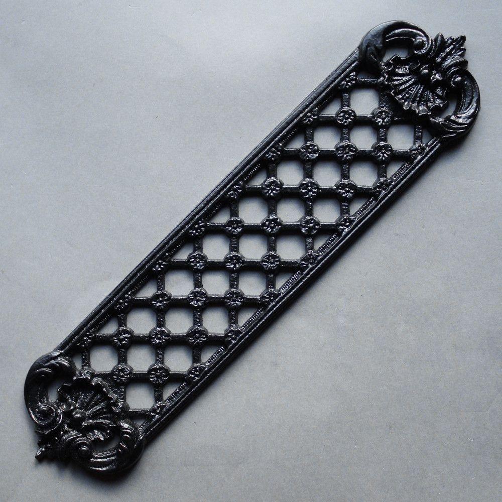 Cast Iron Lattice Door Push Plate Antique Black-Finger Plates-Yester Home