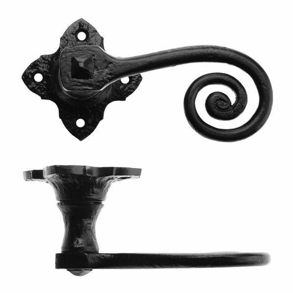 Cast Iron Lever Iron Door Handle On Square Rose · 7127 ·-Lever Door Handles-Yester Home