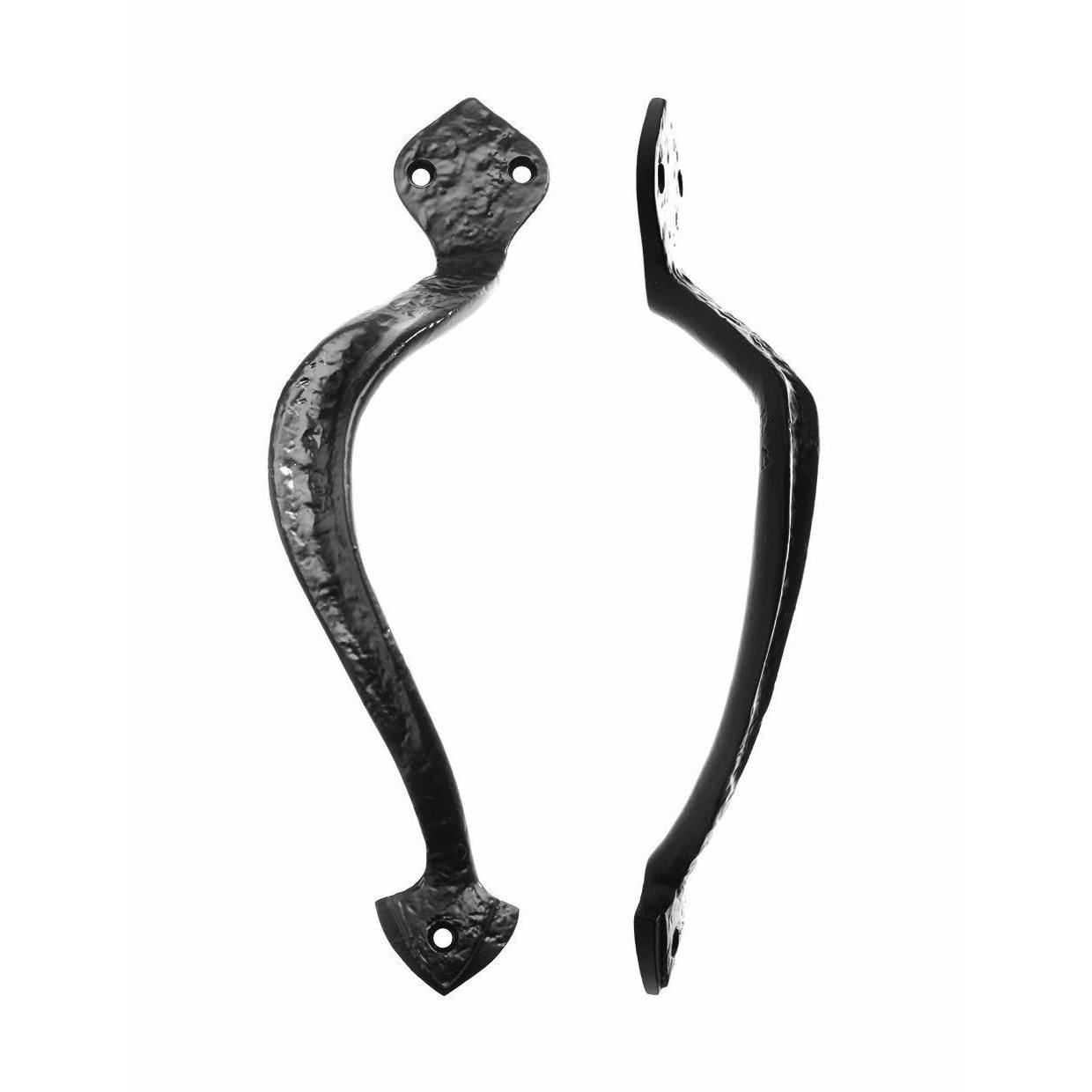 Cast Iron Offcentre Iron Pull Handle Antique Black · 7137 ·-Door Pull Handles-Yester Home