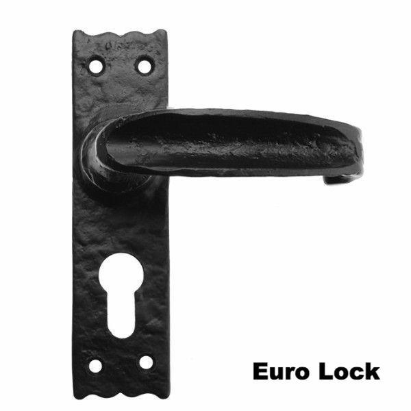Cast Iron Slim Lever Door Handle On Backplate · 7141 ·-Lever Door Handles-Yester Home