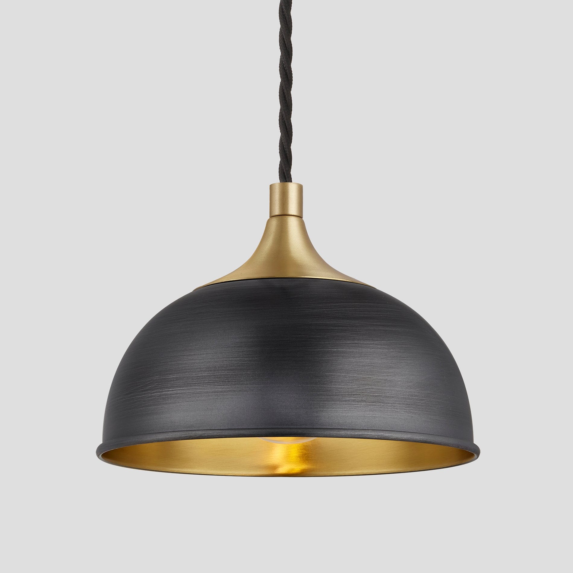 Chelsea Dome Pendant - 8 Inch - Pewter & Brass-Ceiling Lights-Yester Home