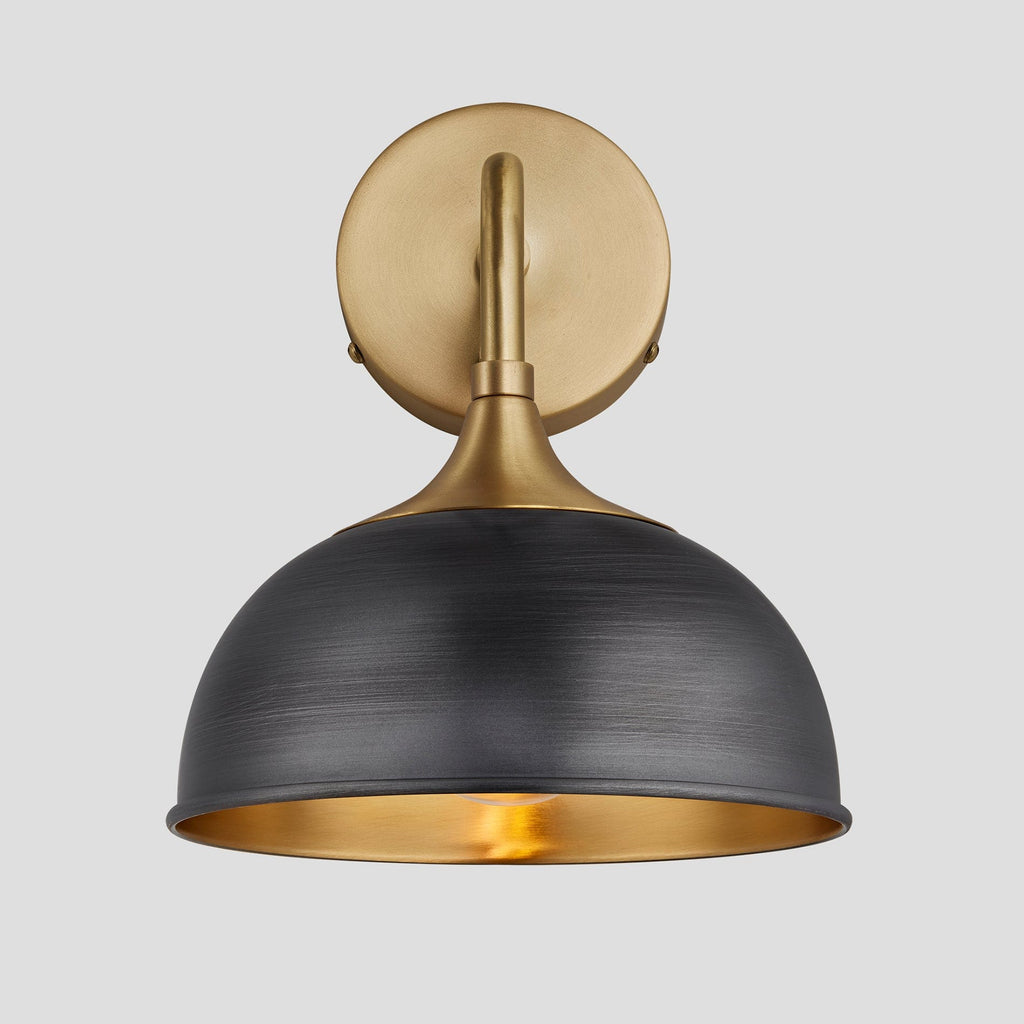 Chelsea Dome Wall Light - 8 Inch - Pewter & Brass-Ceiling Lights-Yester Home
