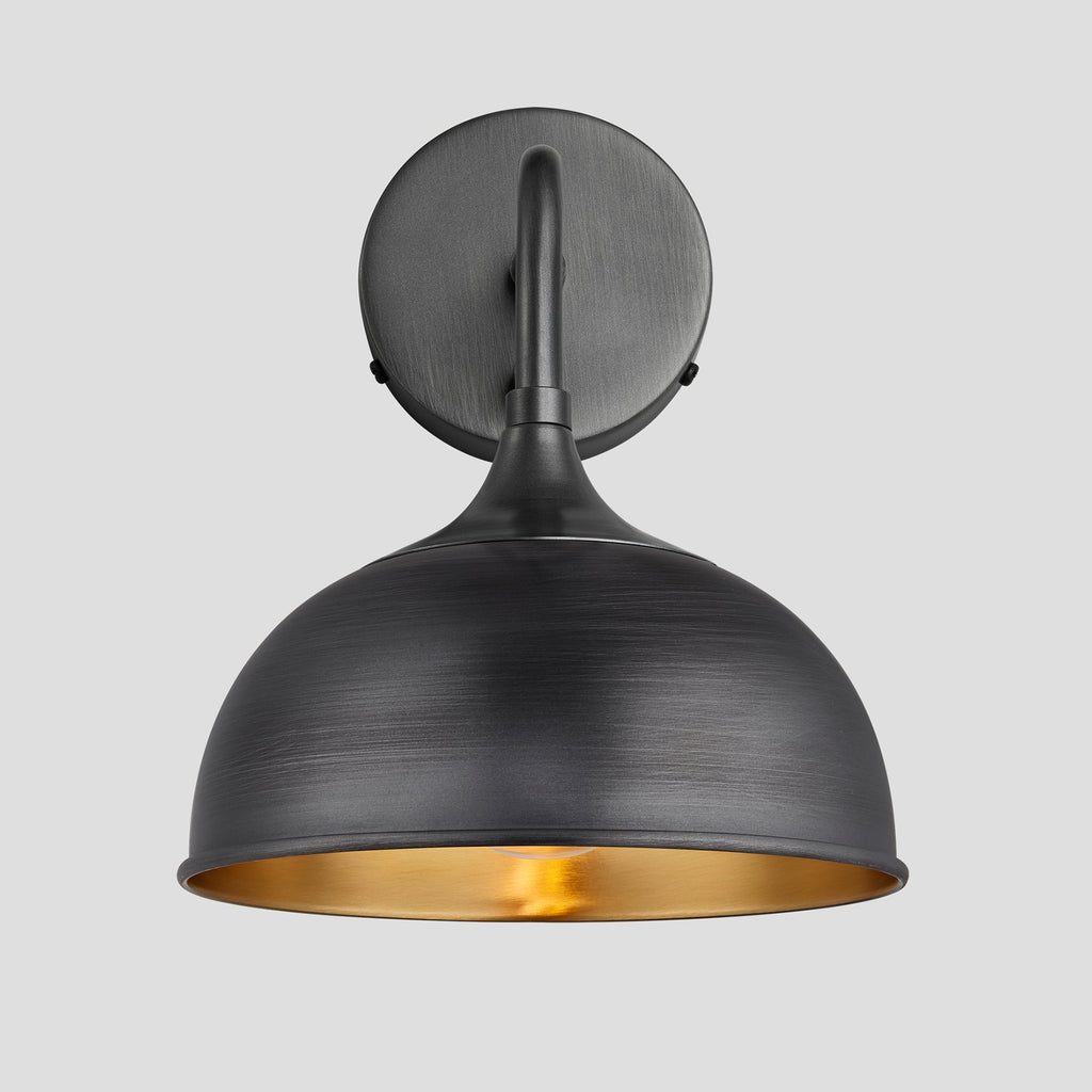 Chelsea Dome Wall Light - 8 Inch - Pewter & Brass-Ceiling Lights-Yester Home