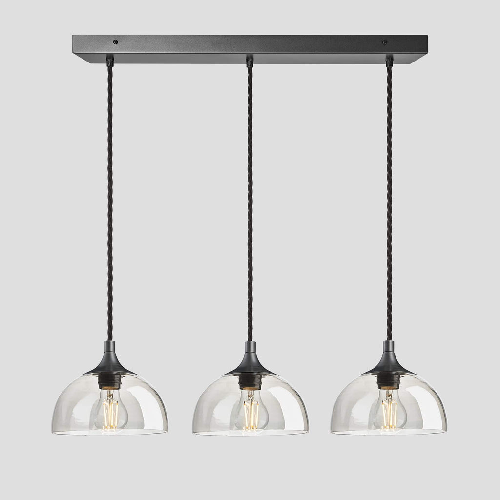 Chelsea Tinted Glass Dome 3 Wire Cluster Lights - 8 inch - Smoke Grey-Ceiling Lights-Yester Home