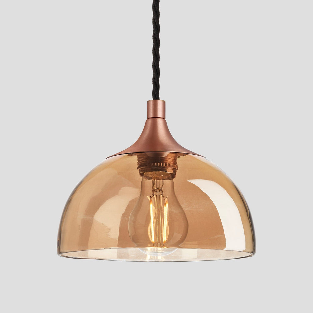 Chelsea Tinted Glass Dome Pendant Light - 8 Inch - Amber-Ceiling Lights-Yester Home