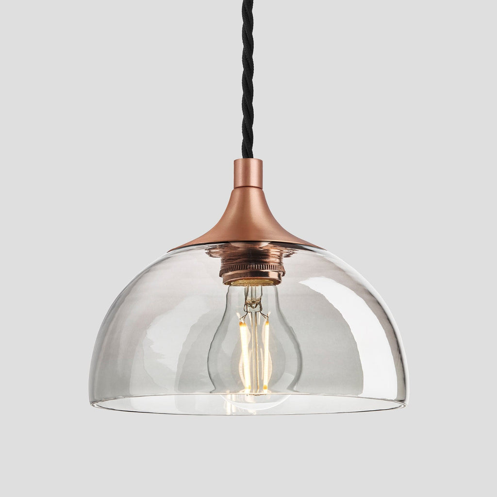 Chelsea Tinted Glass Dome Pendant Light - 8 Inch - Smoke Grey-Ceiling Lights-Yester Home