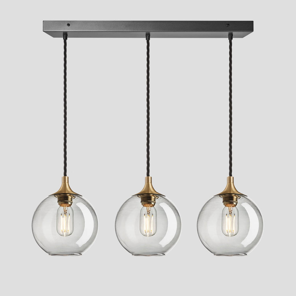 Chelsea Tinted Glass Globe 3 Wire Cluster Lights - 7 inch - Smoke Grey-Ceiling Lights-Yester Home
